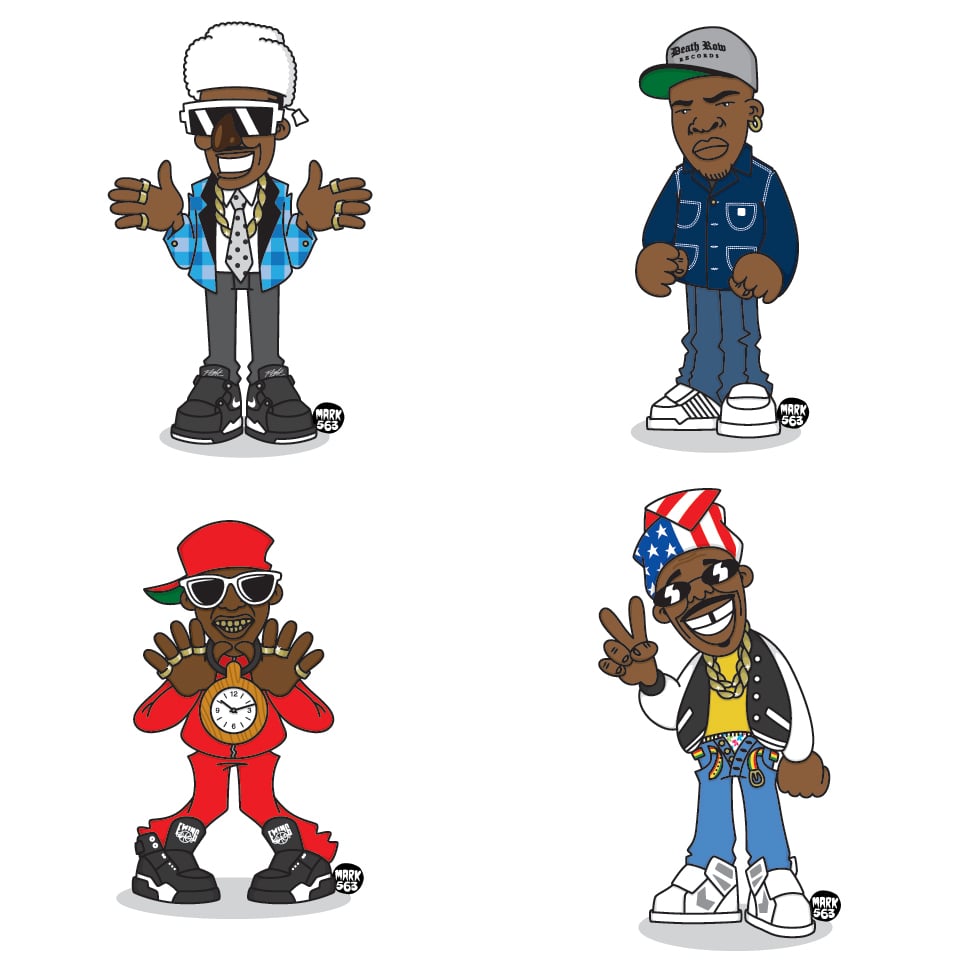 Sticker pack: Evolution Of The B-Boy Series 3 including ****** ****, Flavor Flav, Dr. Dre & Luke