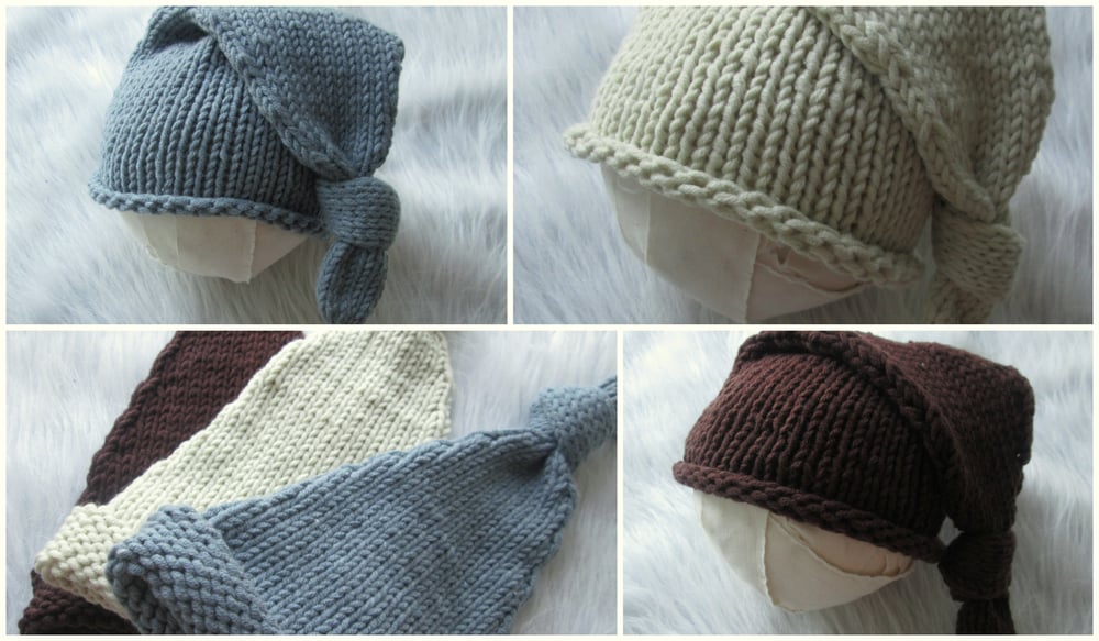 Image of Knotted Knit Hat *Grey/Cream/Coffee*