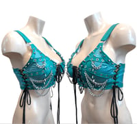 Image 5 of Green chain and eyelet bralette 