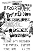 Image of Razoreater, Bulletridden, This Ends Here, Human Cull, Godsick & Grim Existence @ the cavern, exeter