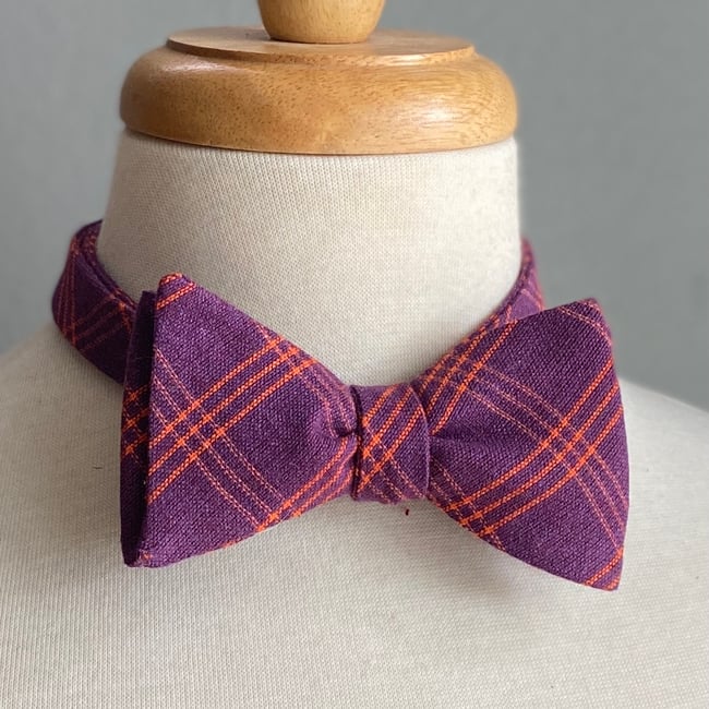 Purple Plaid Bow Tie