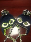 Image of Crochet Seahawk Inspired Helmet hat with Eyes