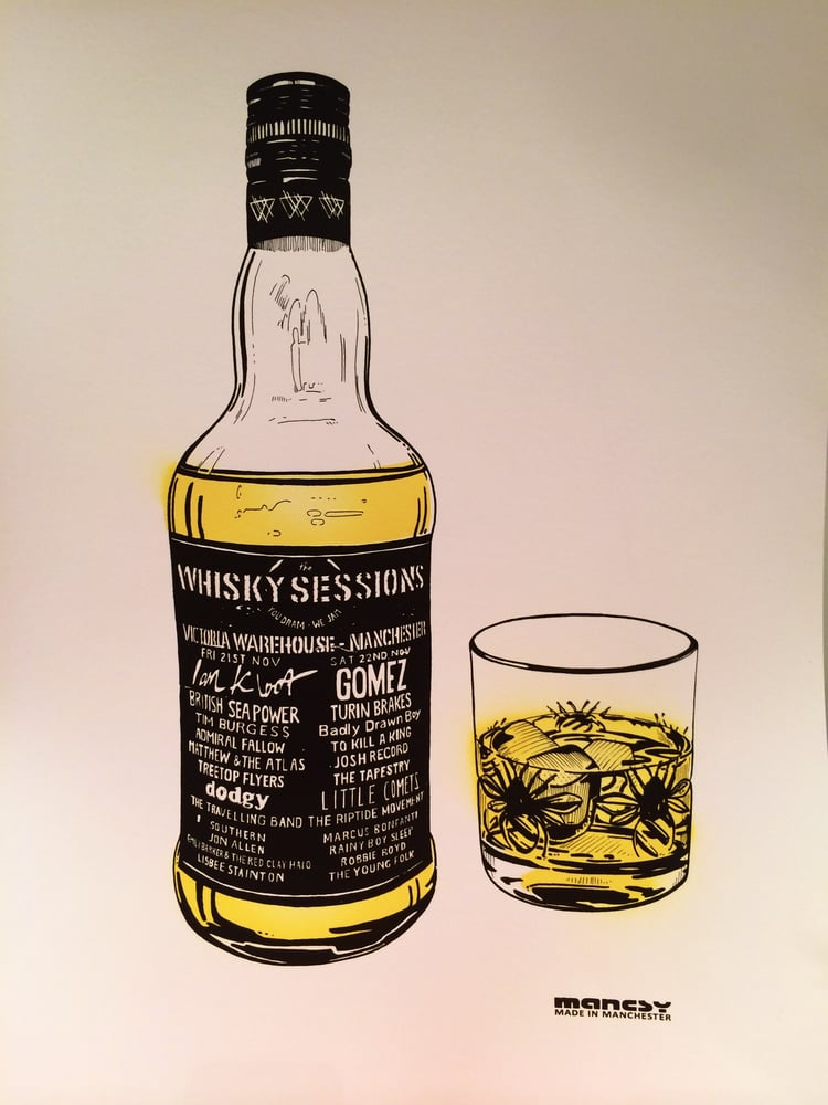 Image of A2 Whisky Sessions at Victoria Warehouse screenprint
