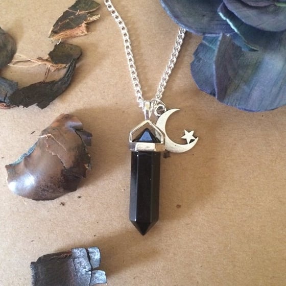 Image of Visionary Black Agate Crystal Necklace
