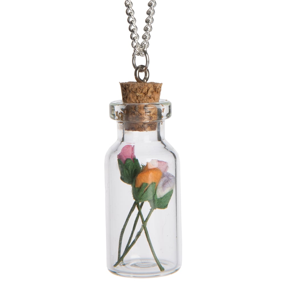 Image of Vintage Rose Glass Bottle Necklace