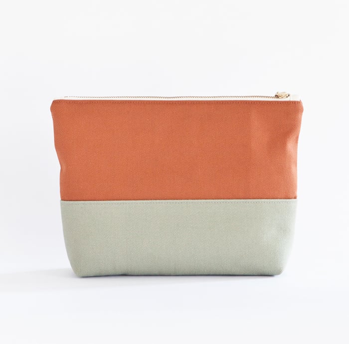 Image of Colorblock Travel Case, Large - Brick & Light Green