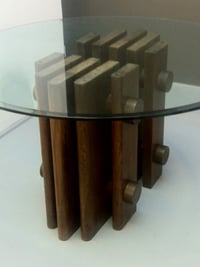 Image 1 of Wenge and Bronze Pedestal Table