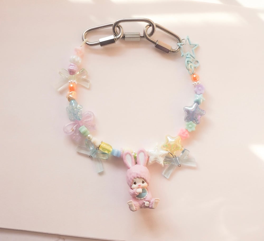Image of baby pink monchhichi necklace