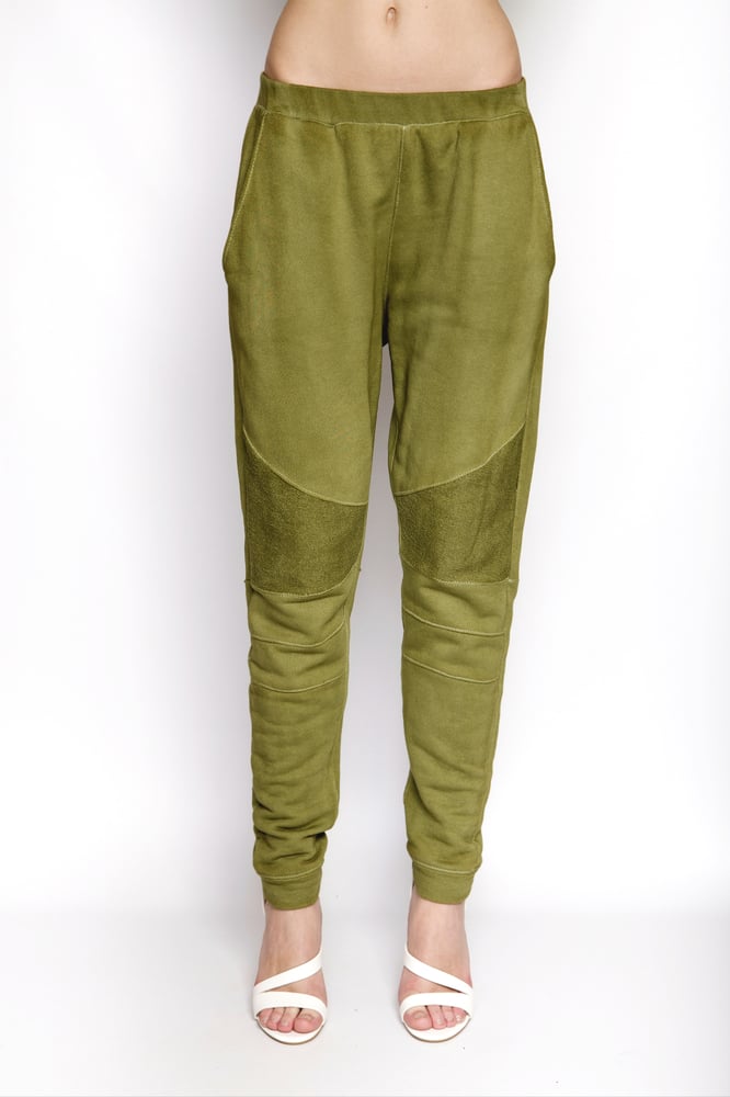 Image of Ⅲ Olive Green Panelled Sweatpants - W