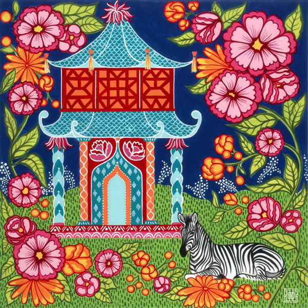 Image of Chinoiserie Garden In Teal Art Print