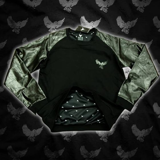 Image of Leather Cut & Sew Crewneck Sweater (Limited Edition)