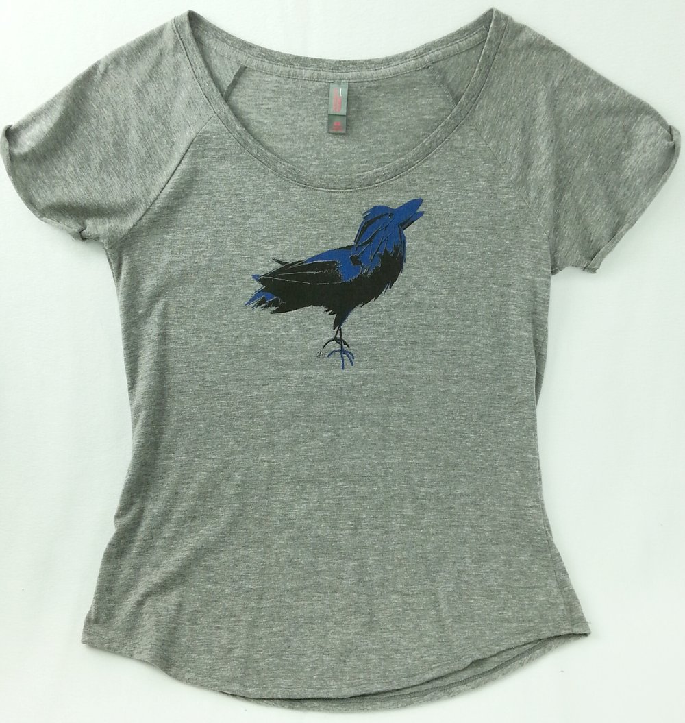 Image of Blue raven on grey CertainTEE