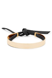 Image of Stripe Bracelet with Leather Band Men's Gold