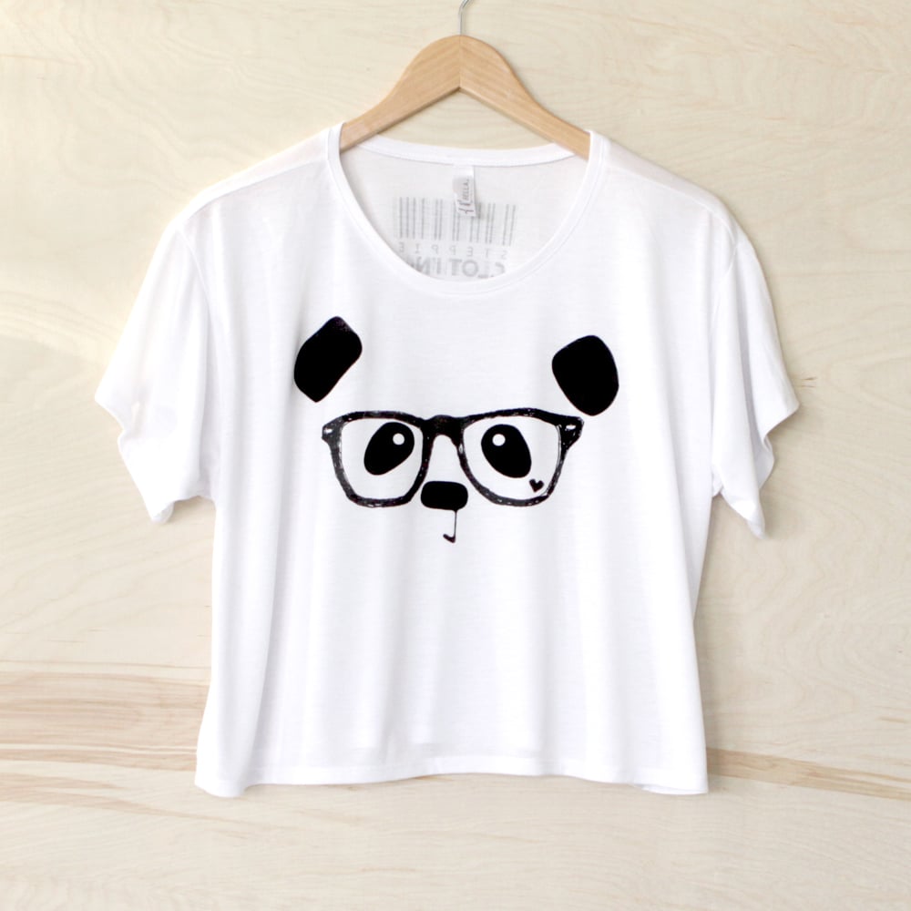 Image of "Nerdy Panda" Loose Crop Tee