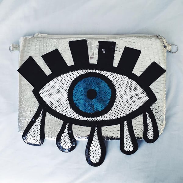 Image of Third Eye Drip Clutch/Across Bag (Mirrored Silver)