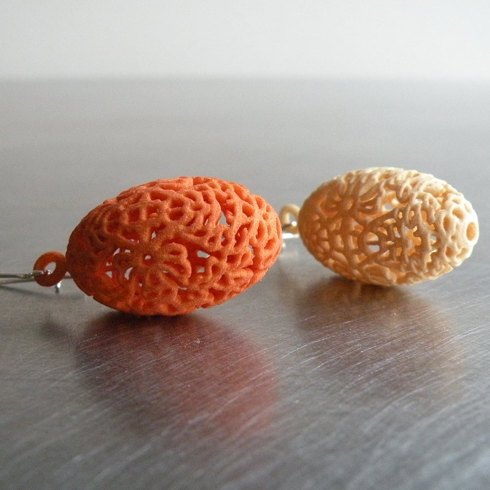 Image of 3D printed earrings OVAL.floral 