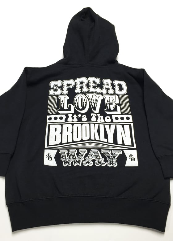 Image of Black - Spread Love It's The Brooklyn Way - Toddler Zip Up Hooded Sweatshirt