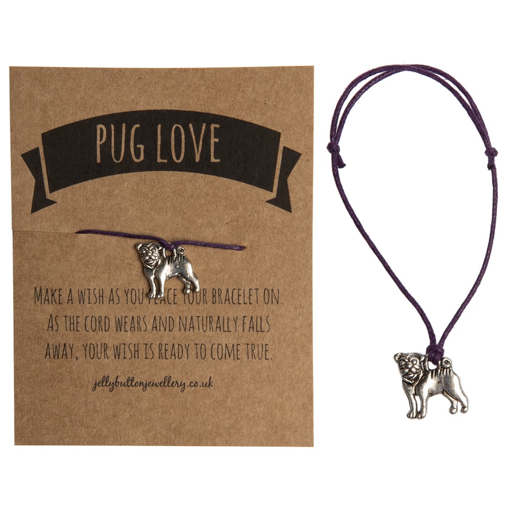 Image of Pug Adjustable Cord Bracelet