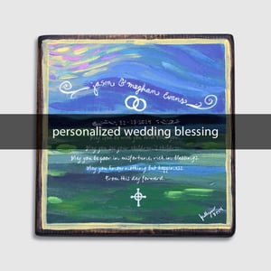 Image of personalized wedding blessing: 5x5x1.5 on wood