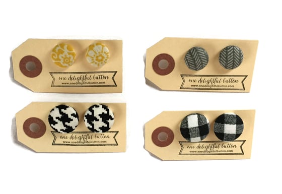 Image of Winter Favorites Fabric Button Earrings