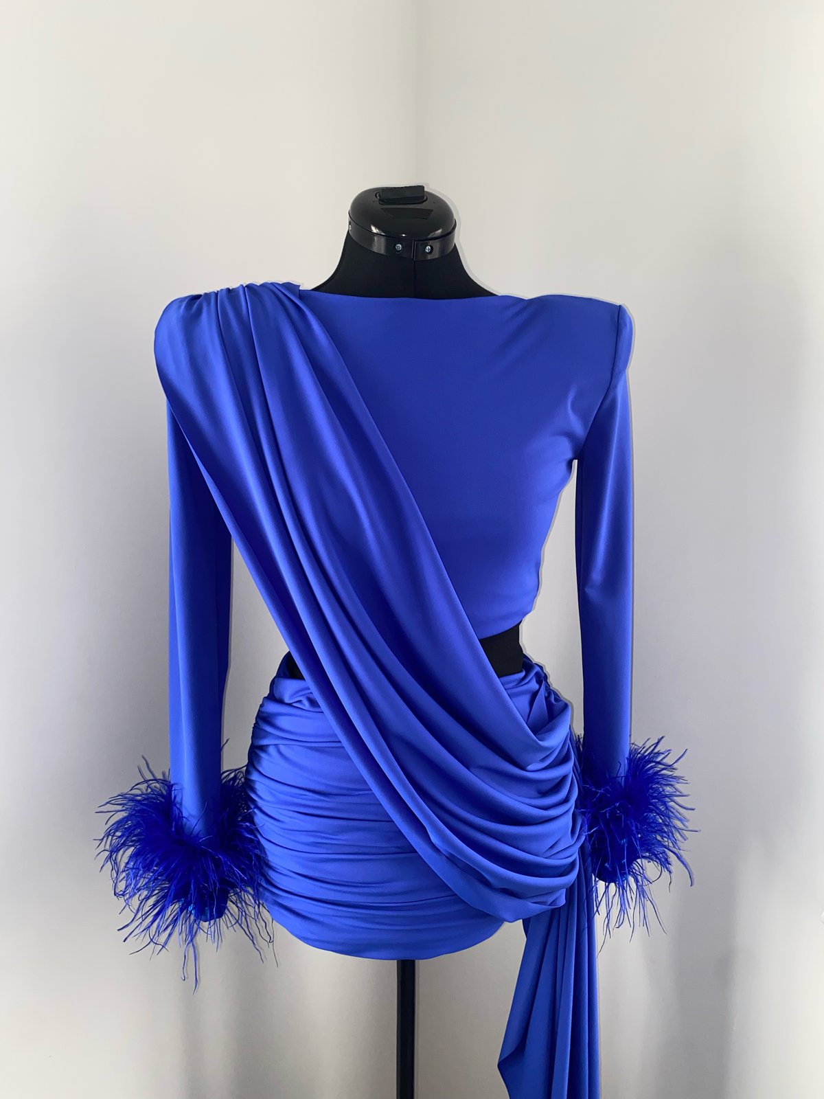 Image of Roxy Dress with Ostrich Feather Cuffs 