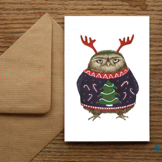 Image of Grumpy Owl Christmas Card