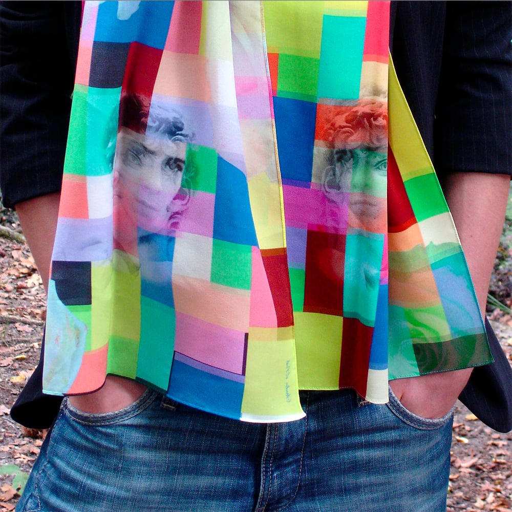 Image of Digitally printed silk scarf David, Roses, Ruben 