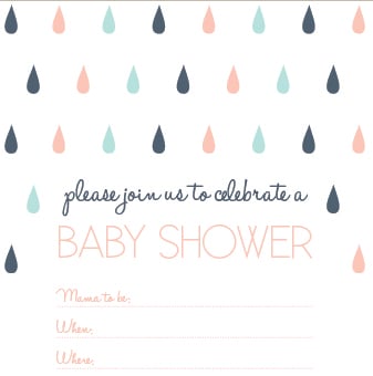 Image of Rain Drops Baby Shower Invitation