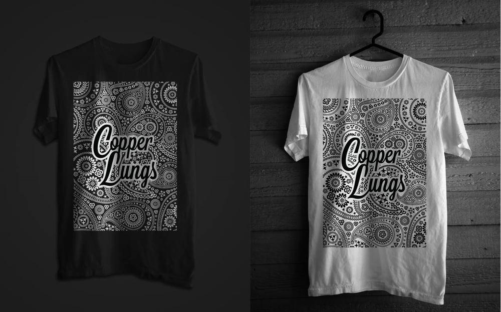 Image of Copper Lungs Black/White Paisley T-shirt