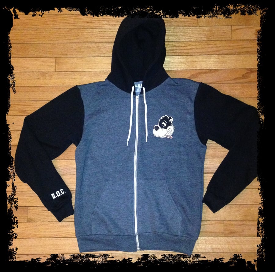 Image of Loudlife Louie Pathwork hoodie (Blk/grey)