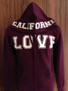 Image of Ladies - California Love Burgundy Zip up hoody