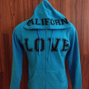 Image of Ladies - California Love Teal Zip up hoody