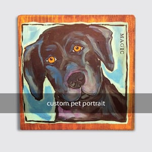 Image of custom pet portrait: hand-painted acrylic on 9x9x.5in wood