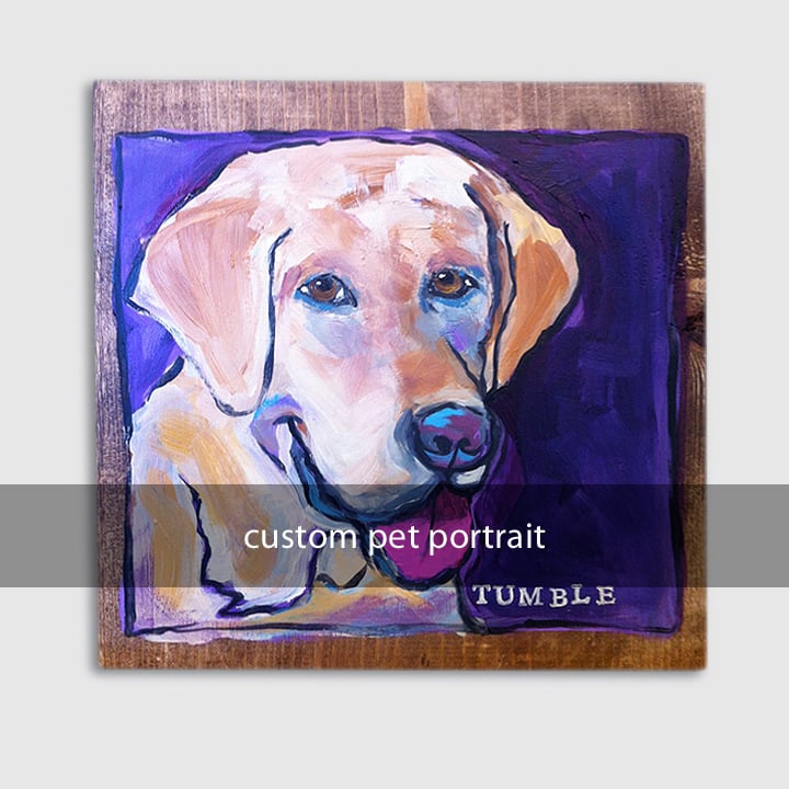 Image of custom pet portrait: hand-painted acrylic on 9x9x.5in wood
