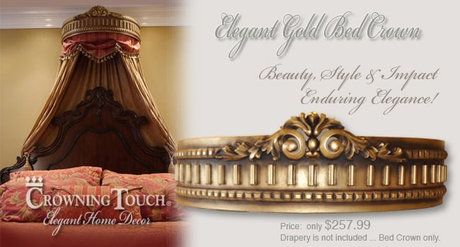 Image of Traditional Gold "Crowning Touch Decor" Bed Crown - Click to Enlarge