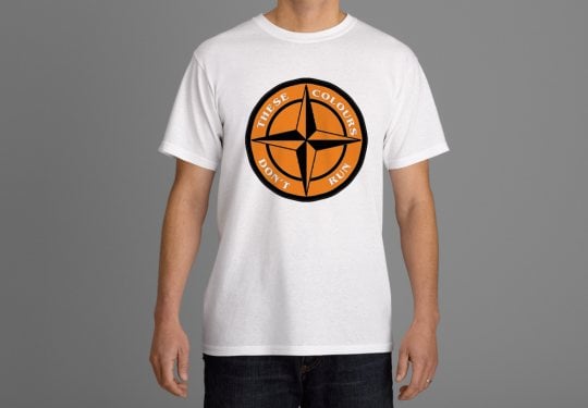 These Colours Don't Run Tangerine & Black Star Design T-Shirt.