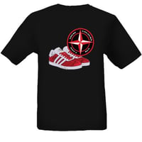 These Colours Don't Run Red & Black Trainers & Badge T-Shirt.