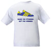 Made For Standing Not Running Blue & Yellow Design T-Shirt.