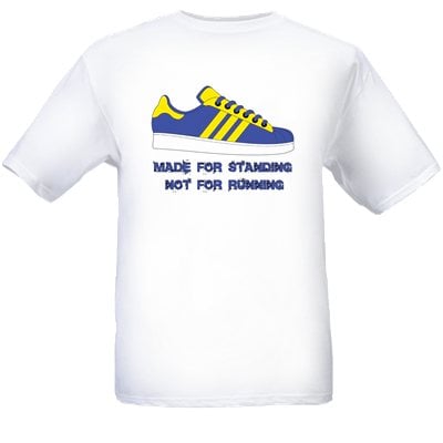 Made For Standing Not Running Blue & Yellow Design T-Shirt.