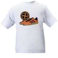 Image 1 of These Colours Don't Run Tangerine & Black Trainers & Badge T-Shirt.
