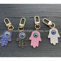 Image 1 of Evil Eye Hamsa Keychain 