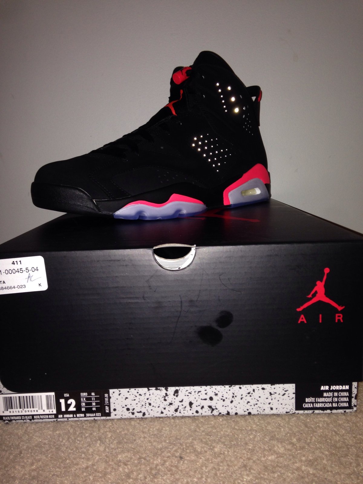 Air Jordan 6 Black Infrared size 12