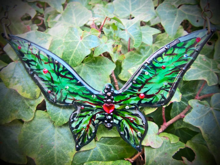 Poison Ivy Large Butterfly Resin Necklace