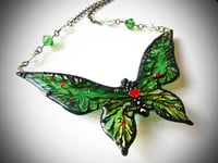 Image 1 of Poison Ivy Large Butterfly Resin Necklace