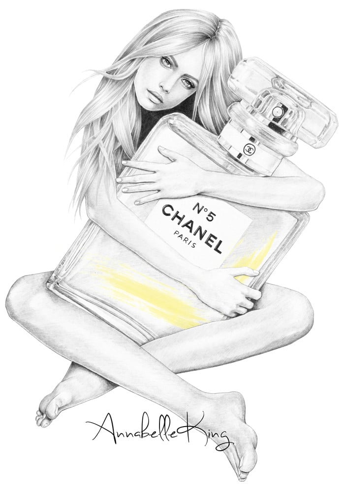 Image of CHANEL No5 - illustrated greetings card