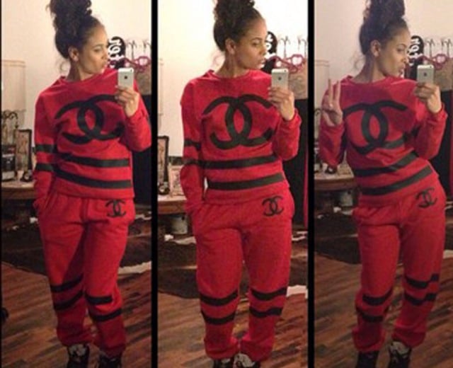 red womens sweatsuit