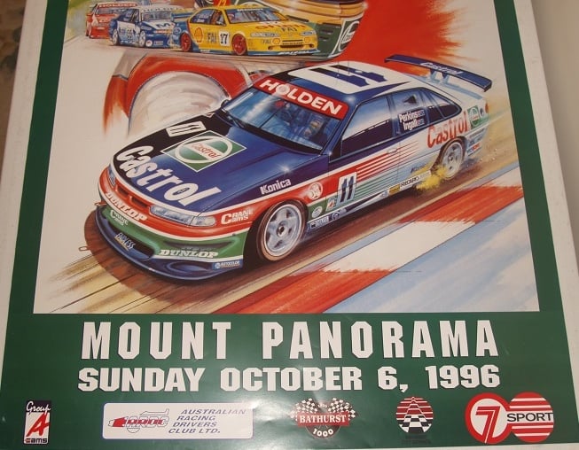 Image of Bathurst 1996 Race poster. Larry Perkins Holden. Lowndes and Murphy Win.