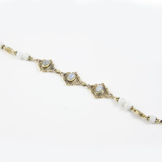 Image of Mehndi inspired bracelets in onyx and moonstone