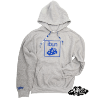 ((SIKA x ibun)) blue cheese hooded sweater with matching camo draw string. 