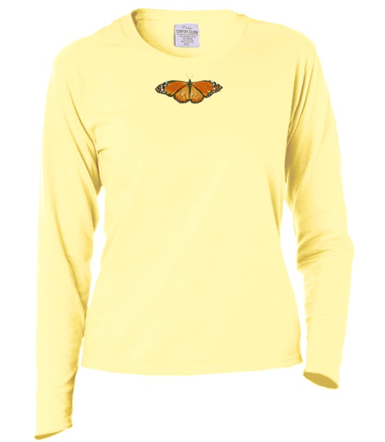 Image of Ladies Monarch Butterfly garment dyed longsleeve t-shirt